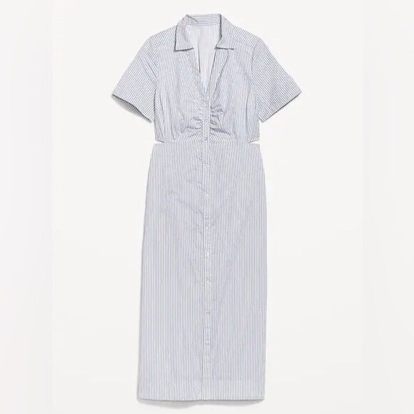 Old Navy Navy Cut Out MIDI Shirt Dress Medium - Picture 13 of 13